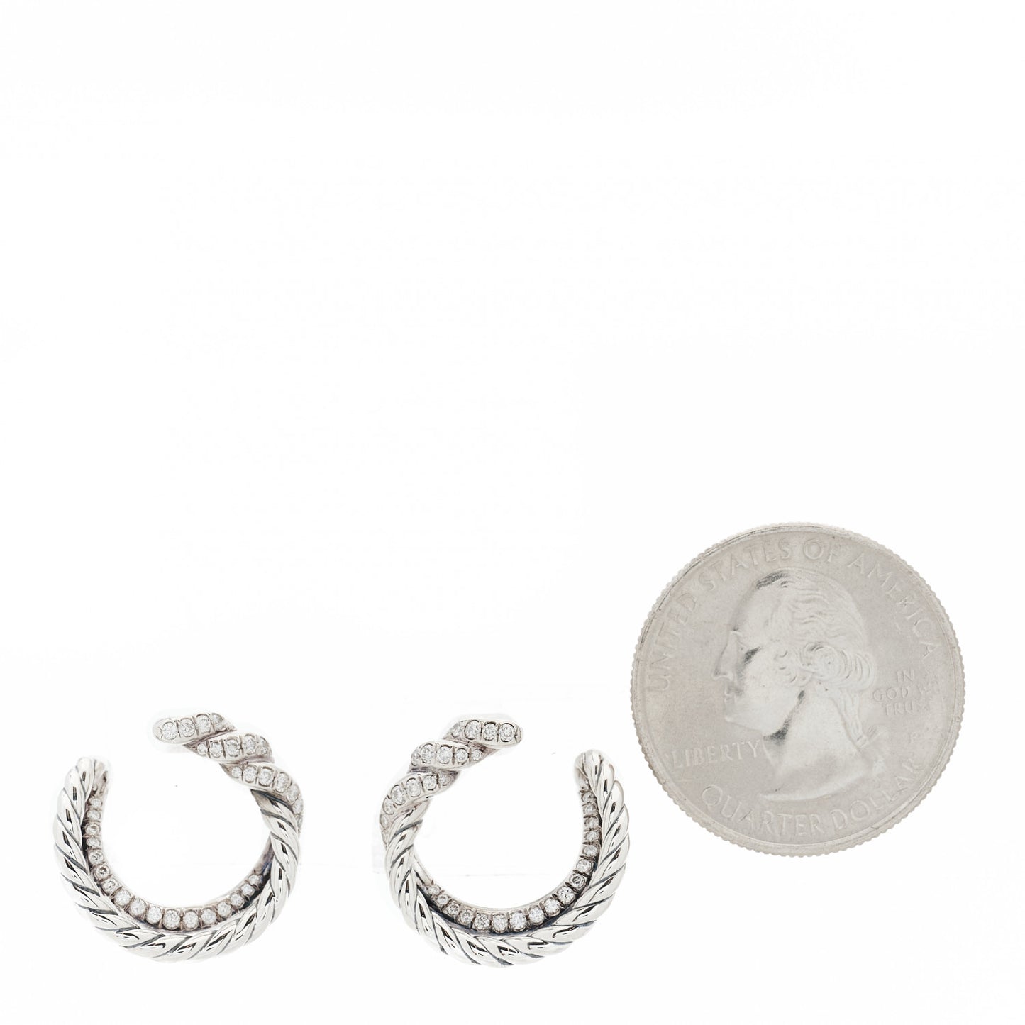 Sterling Silver Diamond Continuance Hoop Earrings