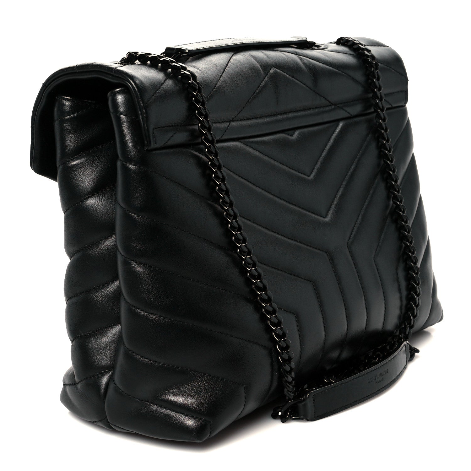 Saint Laurent Calfskin Y Quilted Monogram Monochrome Medium Loulou Chain Satchel Black Black 3 of 11