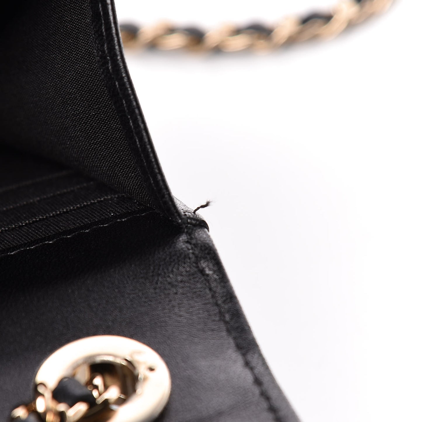 Lambskin Quilted Trendy CC Wallet On Chain WOC Black