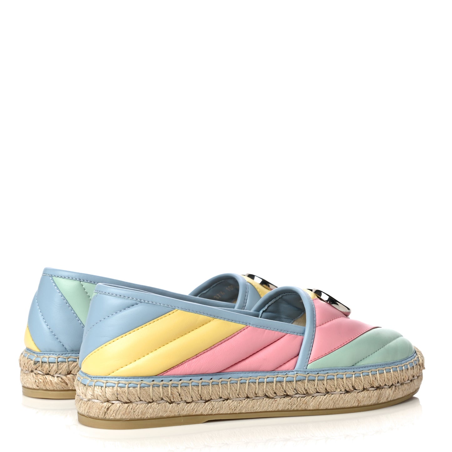 Nappa Matelasse Diagonal GG Marmont Espadrilles 37.5 Multicolor Pastel