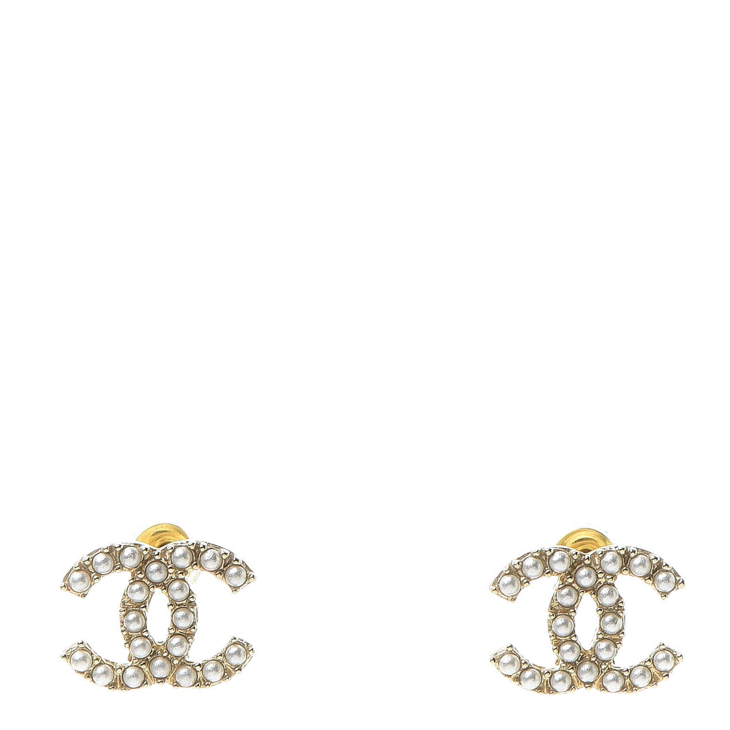 Pearl Crystal CC Earrings Gold
