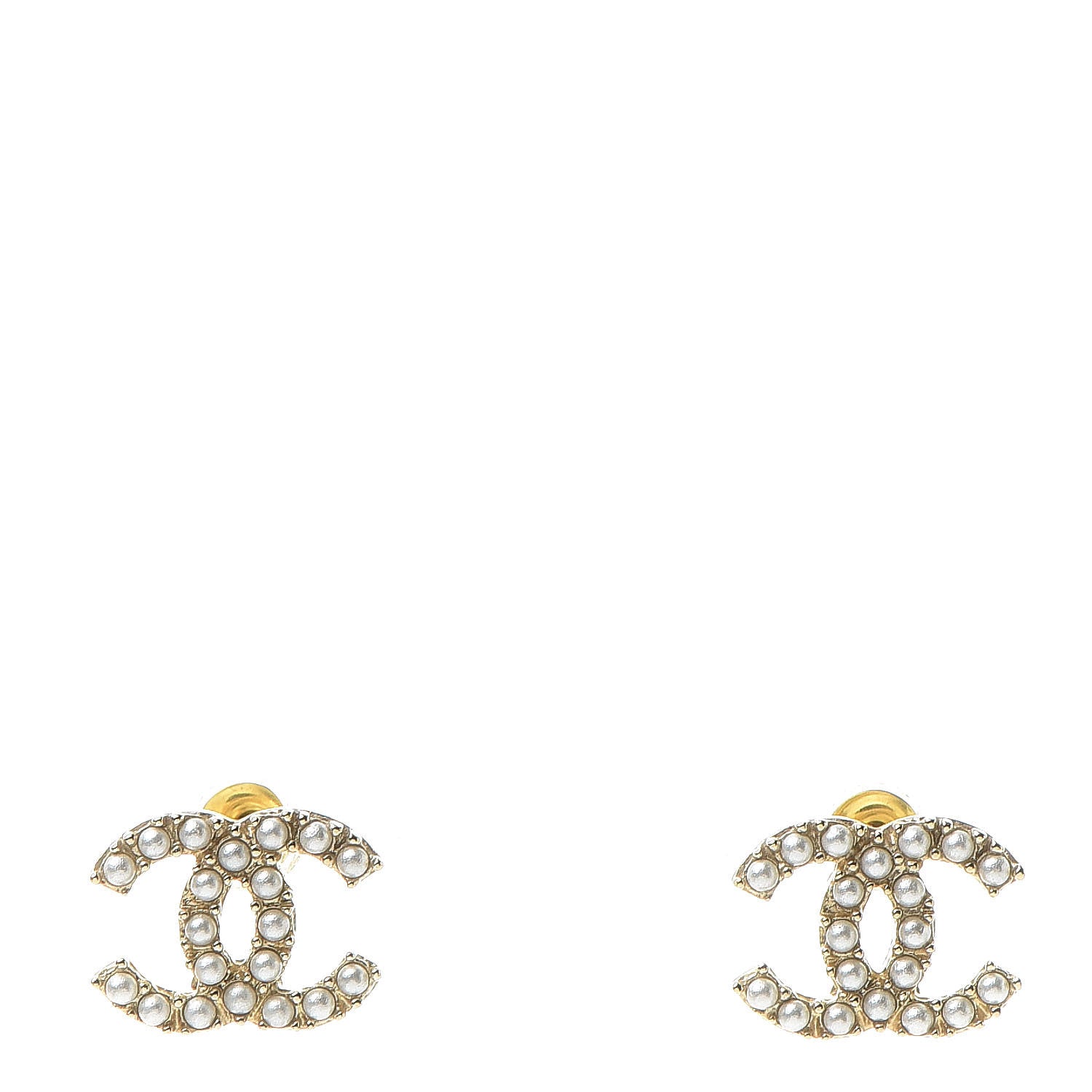 Chanel Pearl Crystal CC Earrings Gold 1 of 5