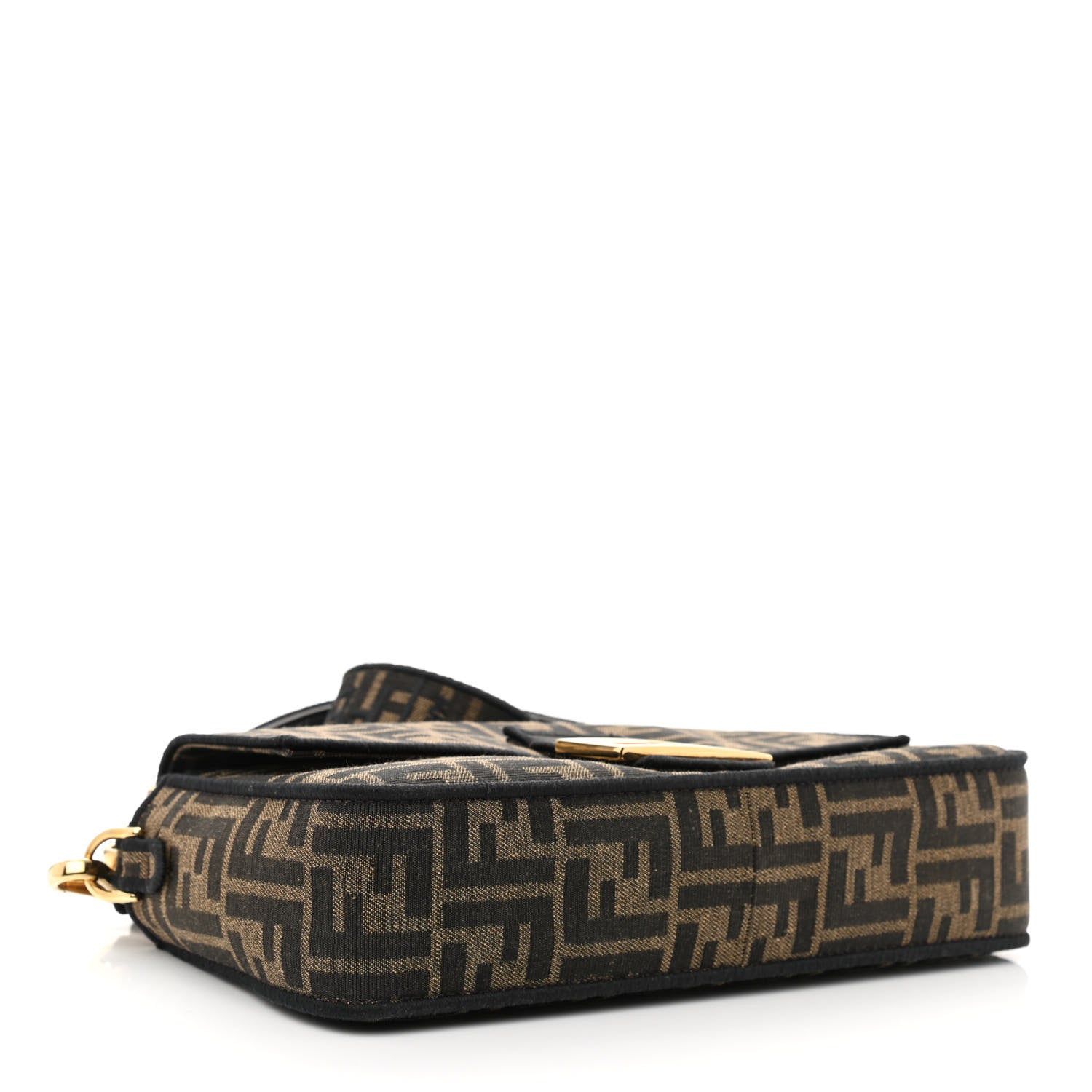 Fendi Fabric Jacquard FF 1974 Medium Baguette Tobacco Moro Black 4 of 10