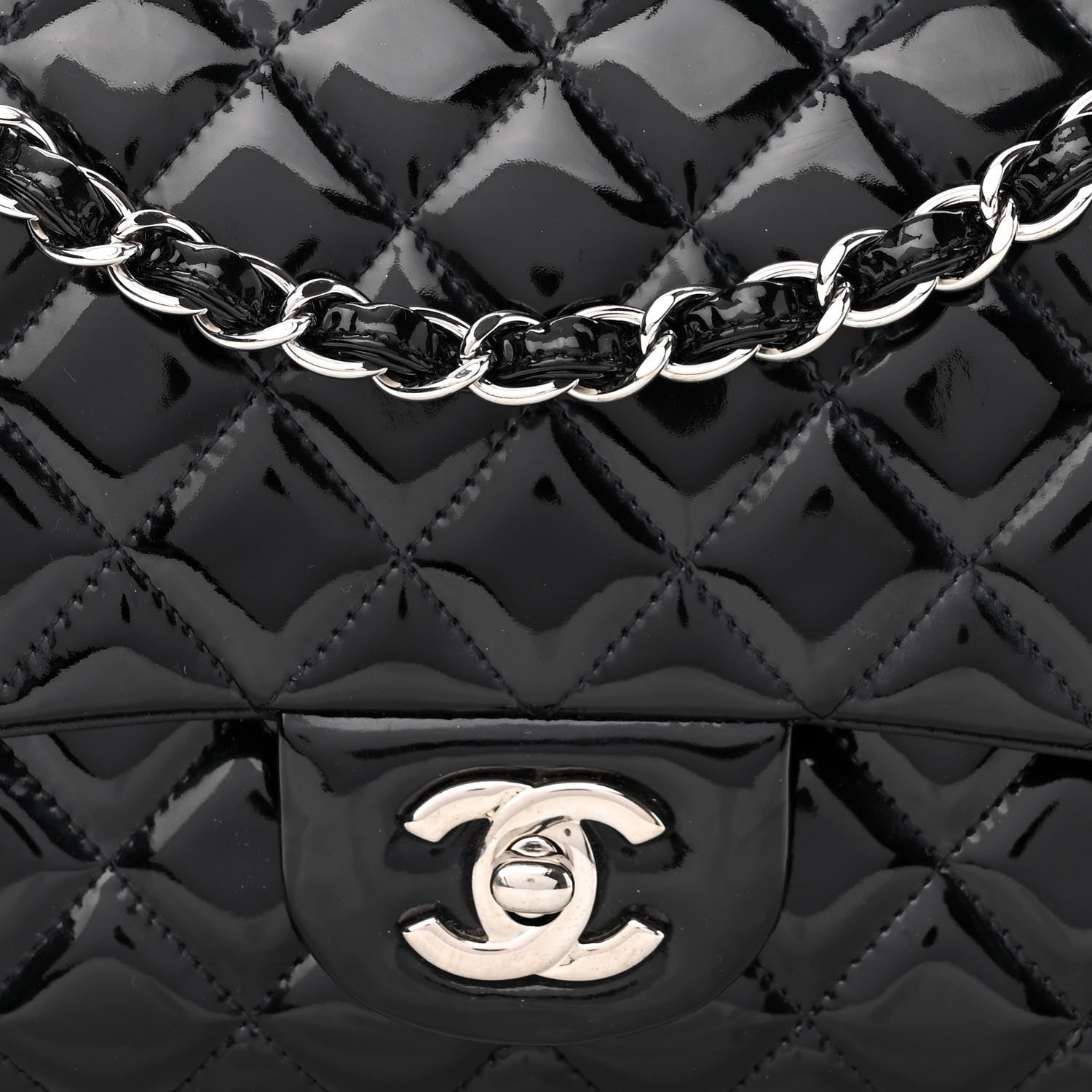 Chanel Patent Quilted Medium Double Flap Black 8 of 10