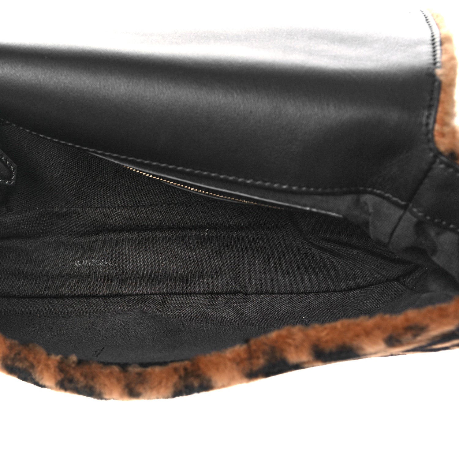 Fendi Shearling Vitello Dolce Macro FF 1974 Baguette Tobacco Black 5 of 8