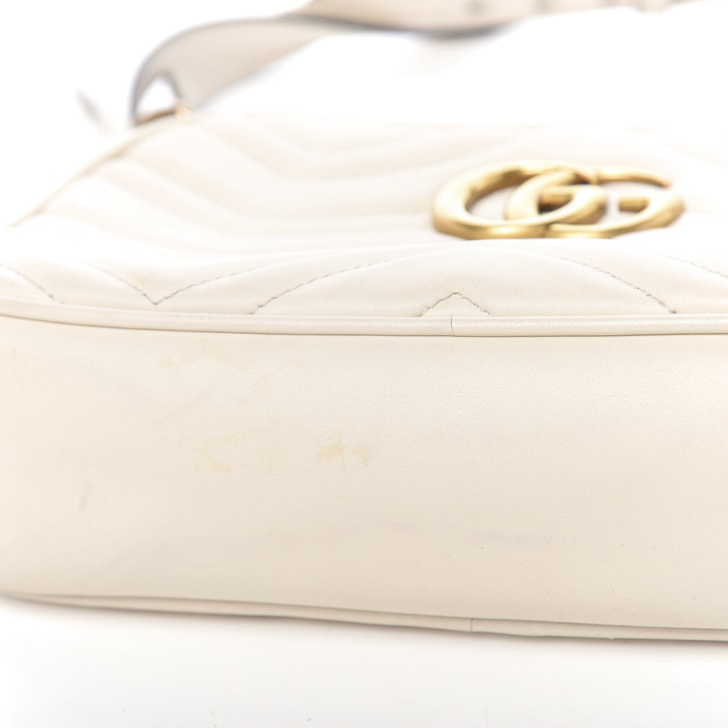Calfskin Matelasse Small GG Marmont Chain Shoulder Bag White