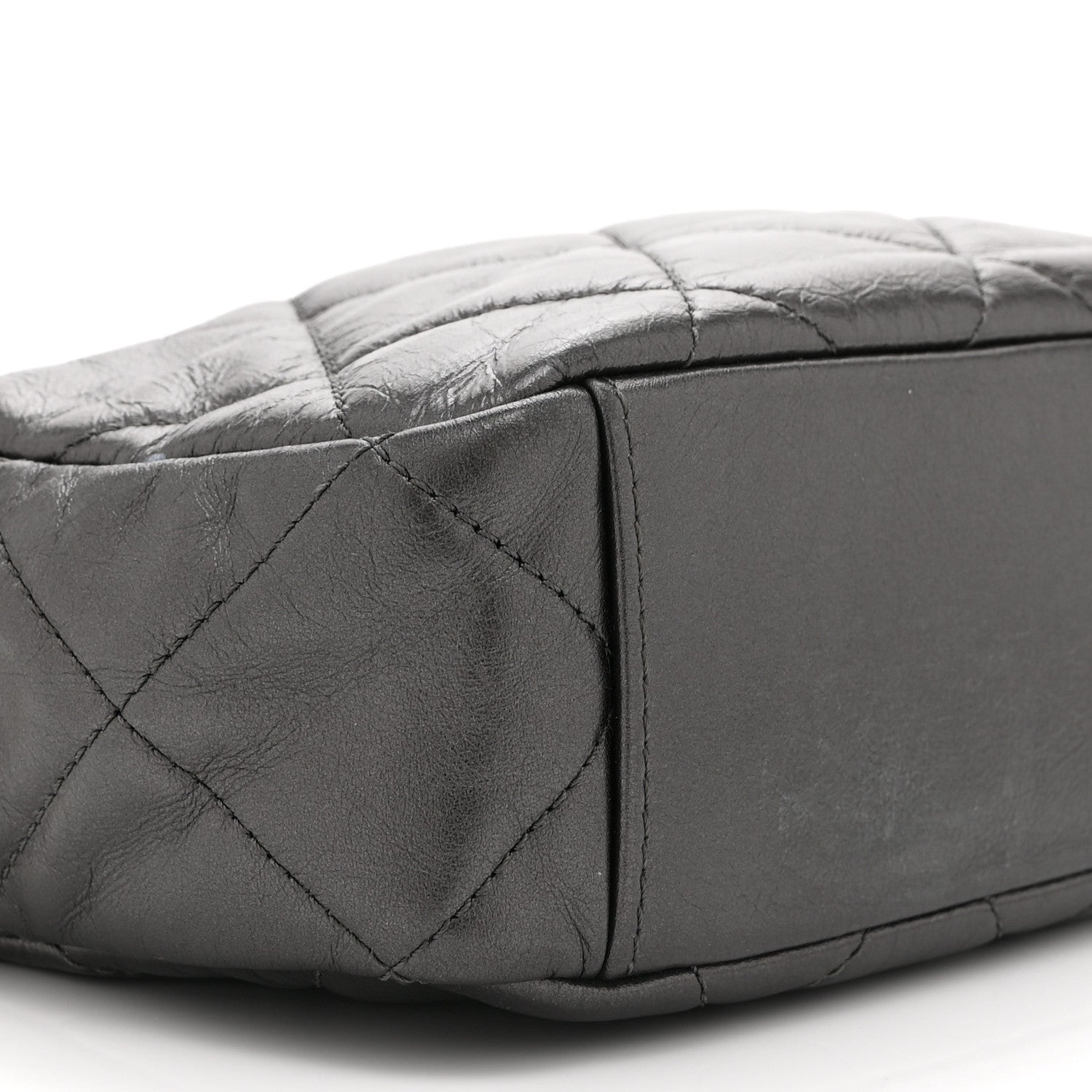 Chanel Metallic Calfskin Pearl Quilted CC Mini Camera Case Ruthenium 9 of 10