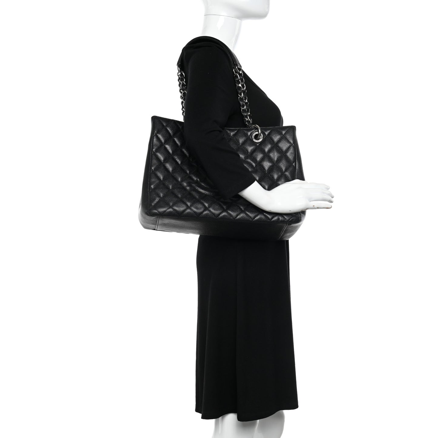 Caviar Quilted Grand Shopping Tote GST Black