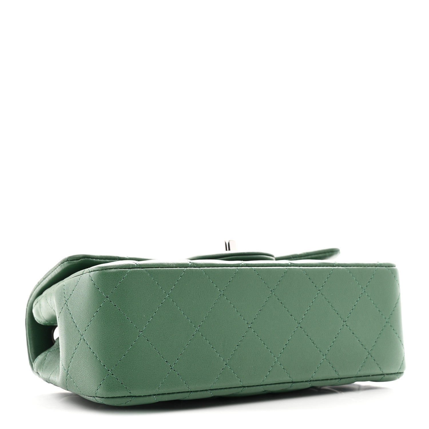 Chanel Lambskin Quilted Mini Rectangular Flap Dark Green 4 of 10
