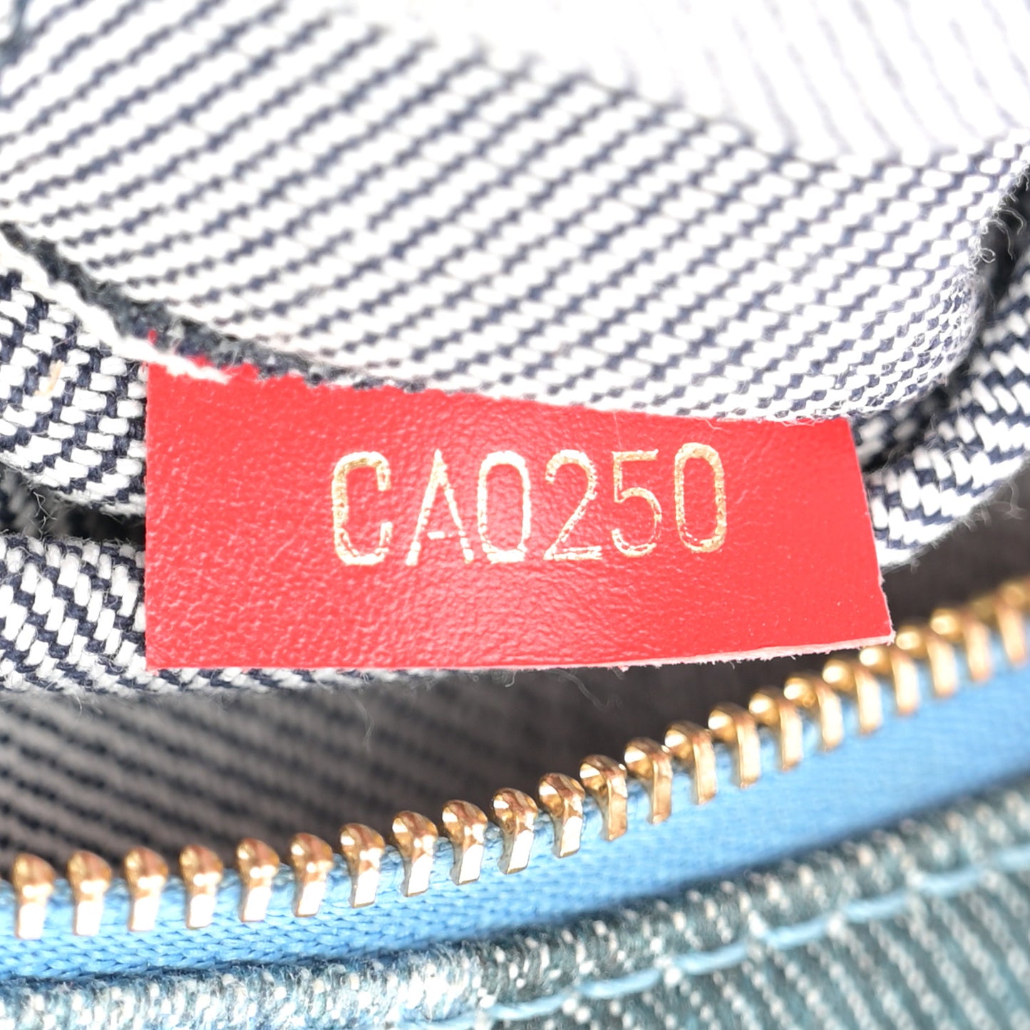 Denim Damier Monogram Patchwork Palm Springs Backpack Mini Blue Rouge