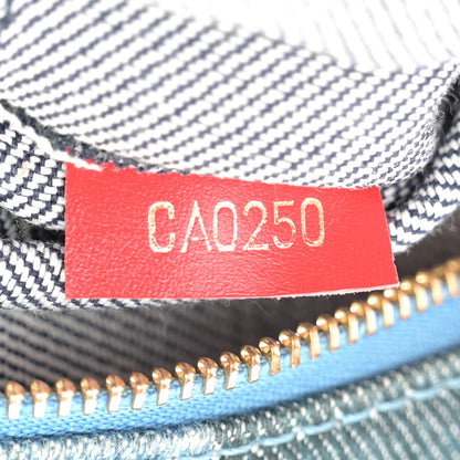 Louis Vuitton Denim Damier Monogram Patchwork Palm Springs Backpack Mini Blue Rouge 7 of 11