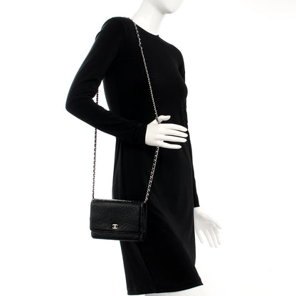 Chanel Lambskin Camellia Wallet on Chain WOC Black 2 of 9