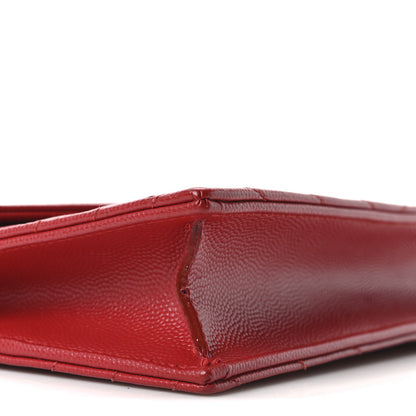 Saint Laurent Grain De Poudre Matelasse Chevron Monogram Envelope Chain Wallet New Red 9 of 10