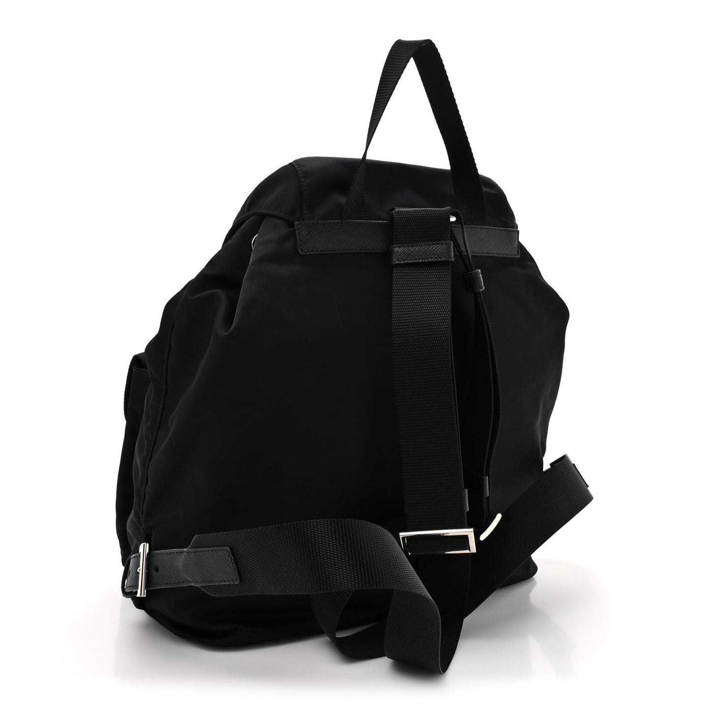 Nylon Vela Saffiano Medium Backpack Black
