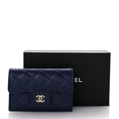 Chanel Caviar Quilted Flap Card Holder Wallet Navy Blue 9 of 9