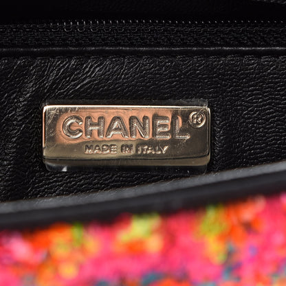 Chanel Sequin Logo Single Flap Orange Turquoise Pink 5 of 8
