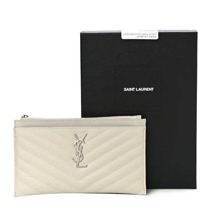 Saint Laurent Grain De Poudre Chevron Monogram Bill Pouch Crema Soft 11 of 11