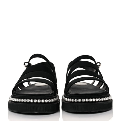Chanel Grosgrain Pearl Flat Sandals 37 Black 2 of 9