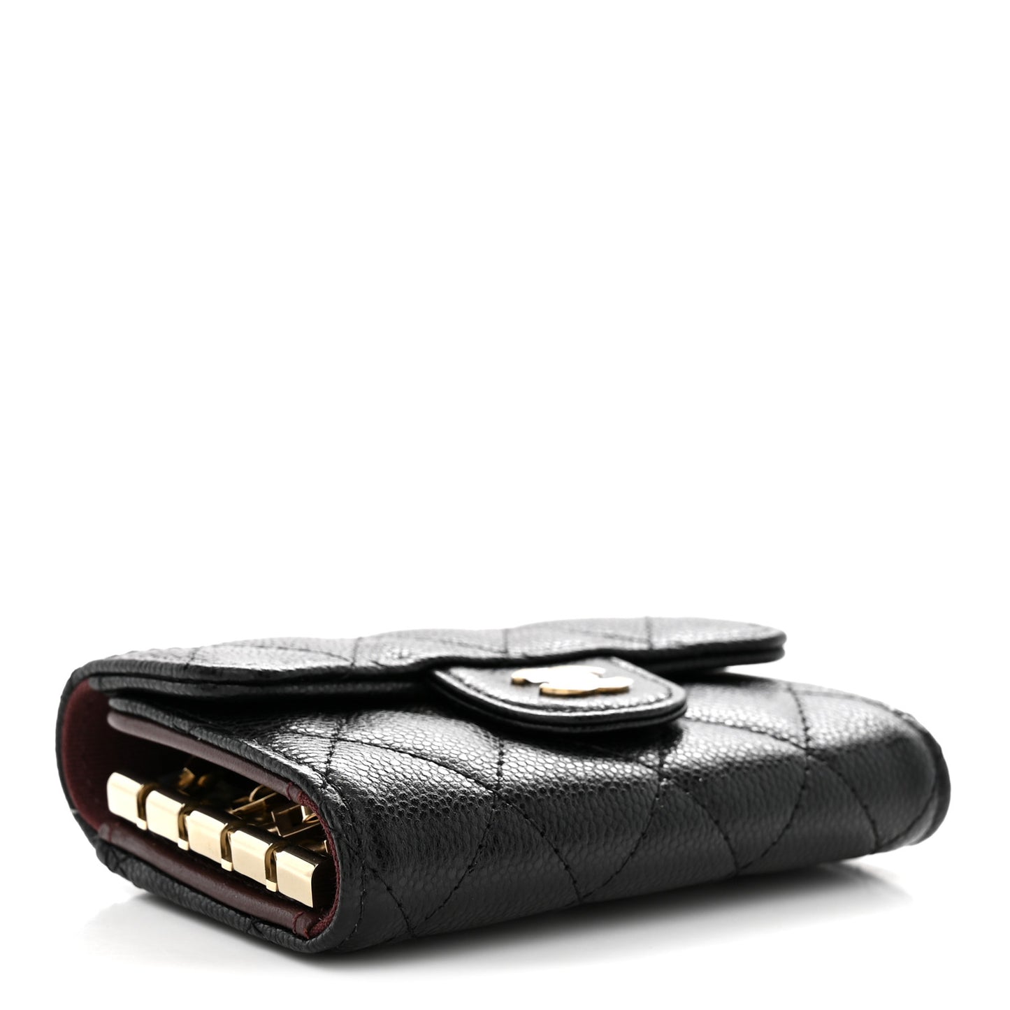 Caviar Quilted Classic 4 Key Holder Wallet Black