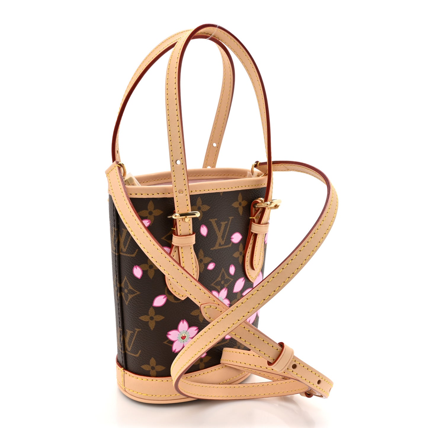 LV X TM Monogram Cherry Blossom Nano Bucket Sakura Brown