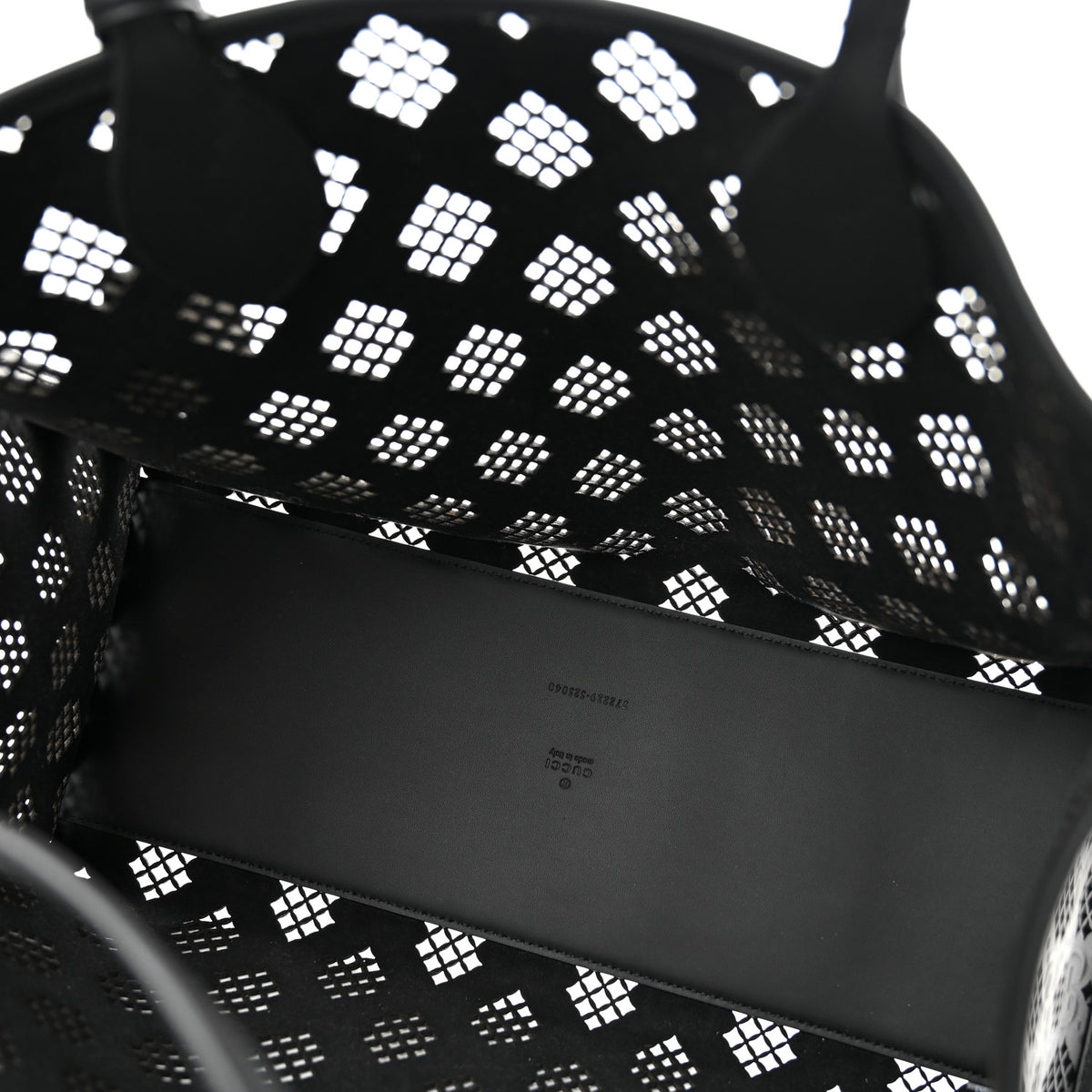 Calfskin GG Monogram Diamond Cut Medium Ophidia Tote Bag Black