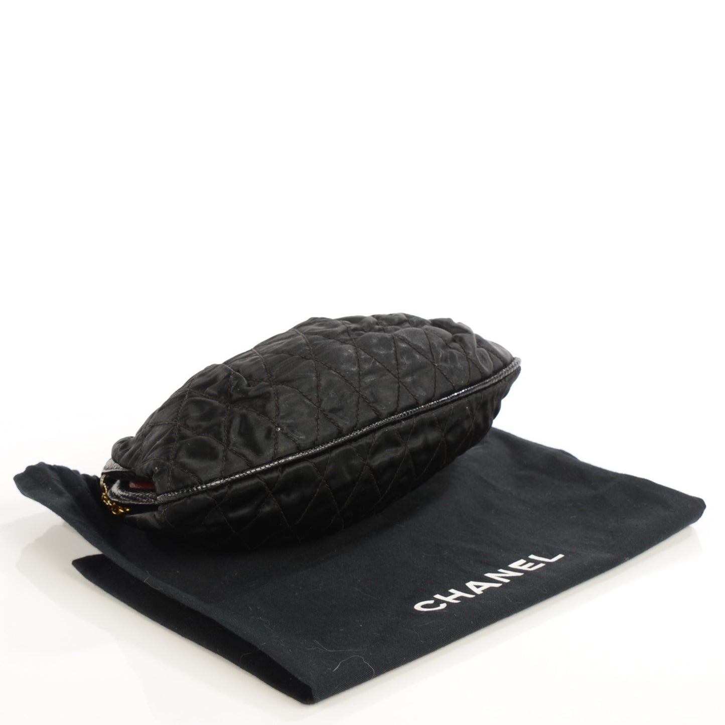 Python Satin Quilted Evening Clutch Black