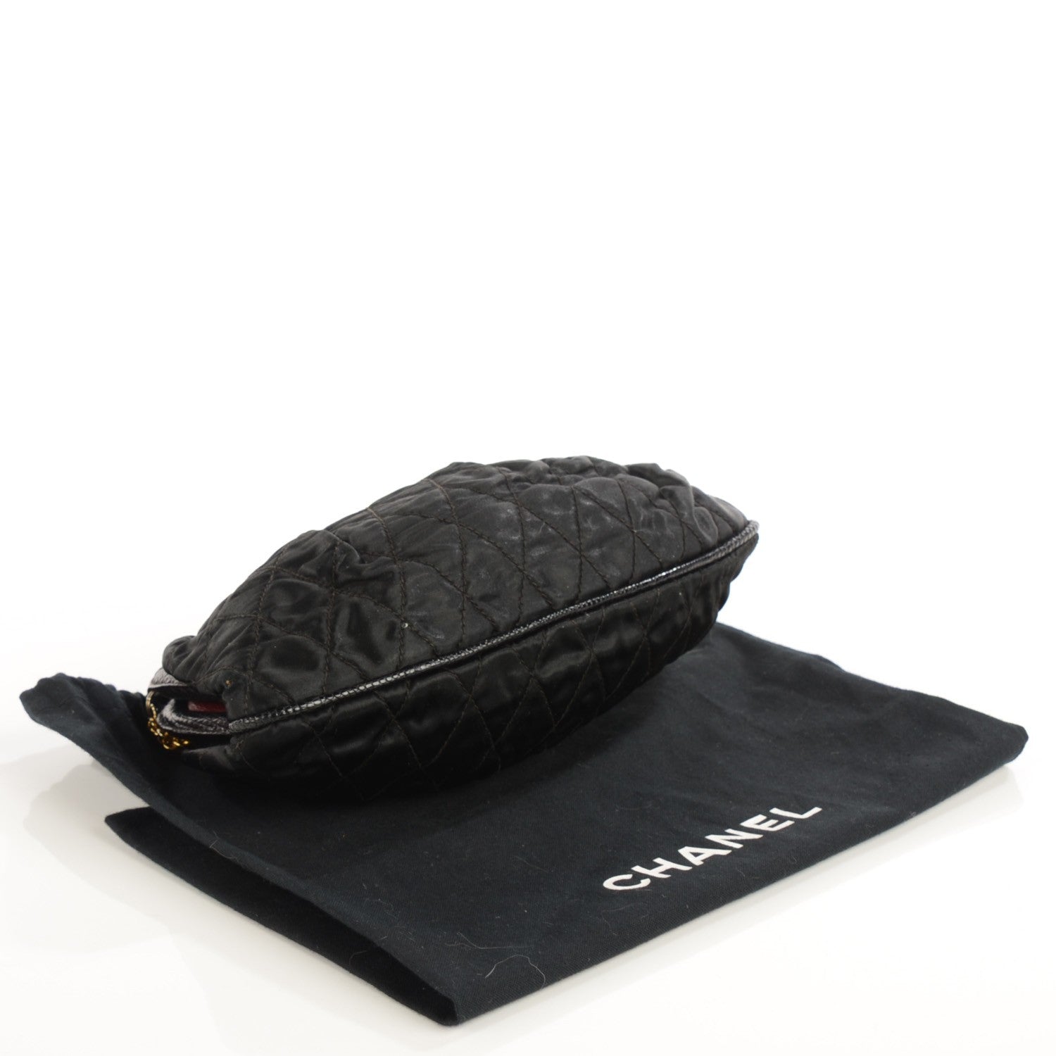 Chanel Python Satin Quilted Evening Clutch Black 4 of 7