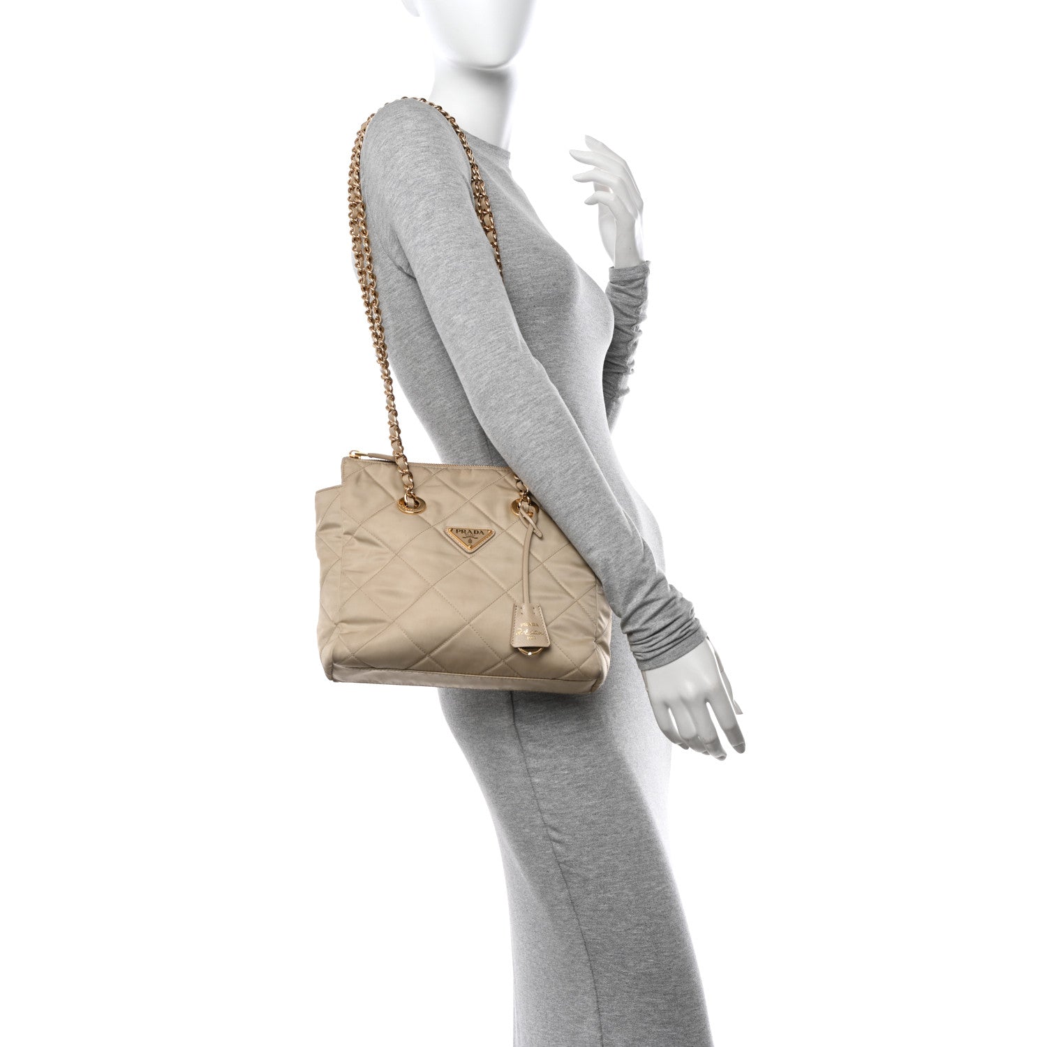 Prada Re-Nylon Stitched Re-Edition 1995 Chaine Small Tote Bag Desert Beige 2 of 11