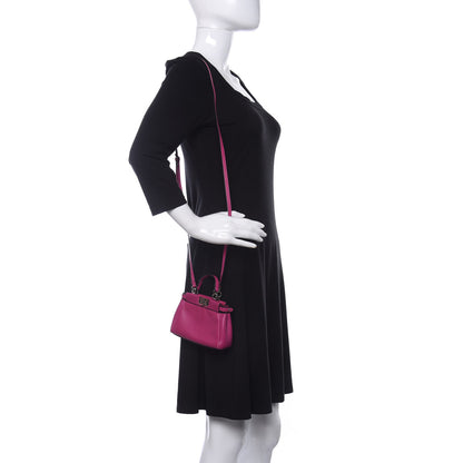 Fendi Nappa Micro Peekaboo Iconic Satchel Magenta 2 of 10