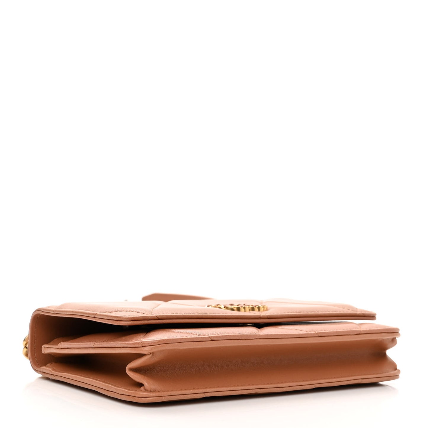 Lambskin Quilted Chanel 19 Wallet On Chain WOC Brown
