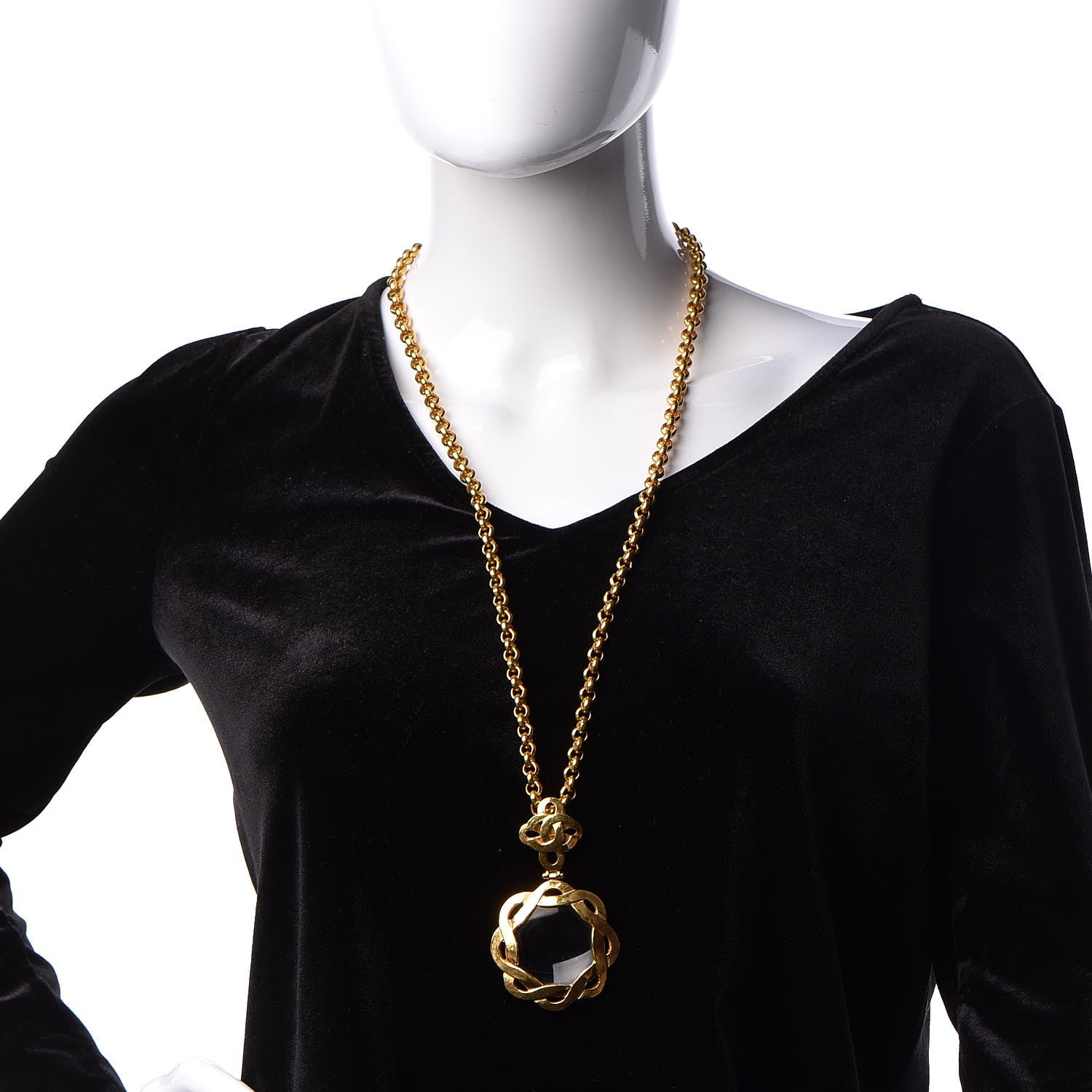 Chanel Loupe Magnifying Glass Necklace Gold 2 of 4