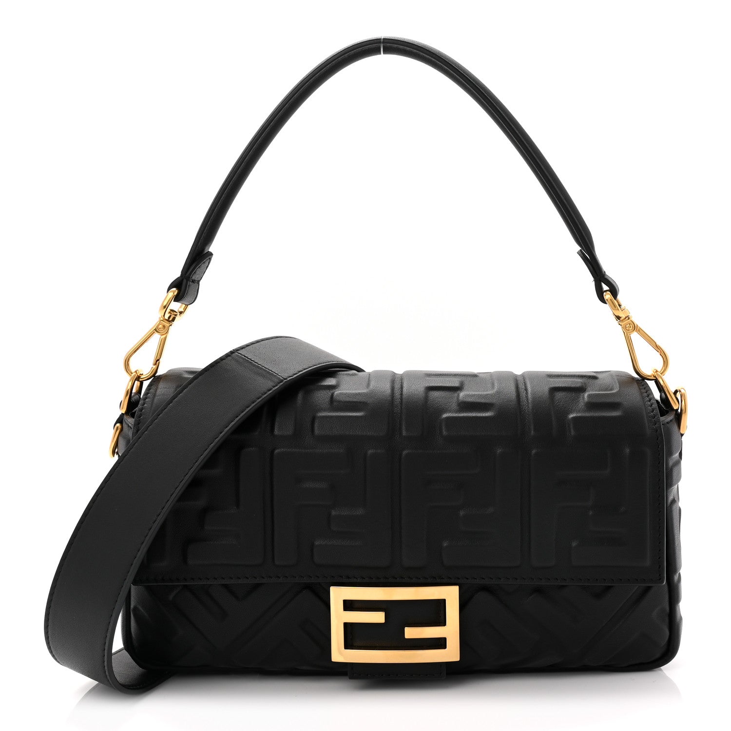 Fendi Nappa FF 1974 Embossed Baguette Black 1 of 11