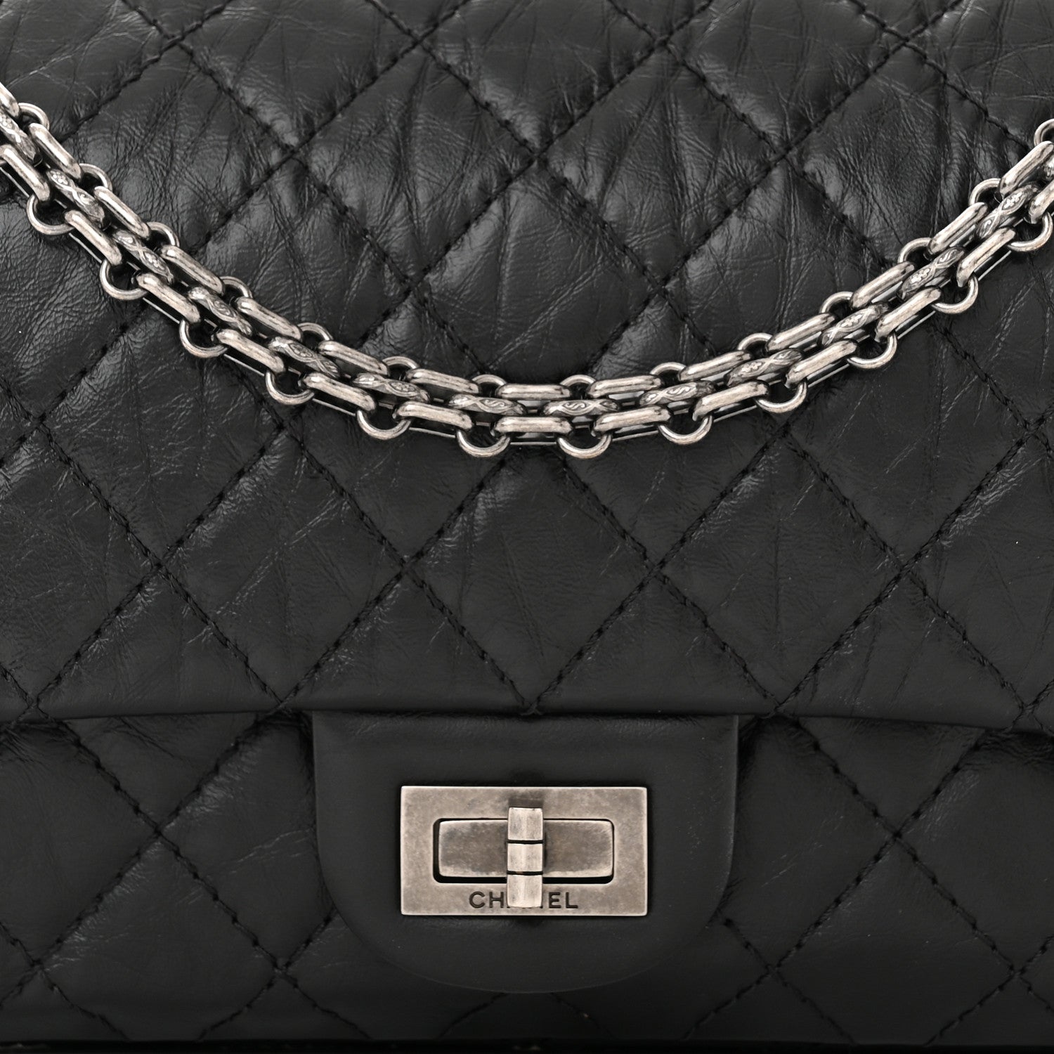 Chanel Aged Calfskin Quilted 2.55 Reissue 225 Flap Black 8 of 11