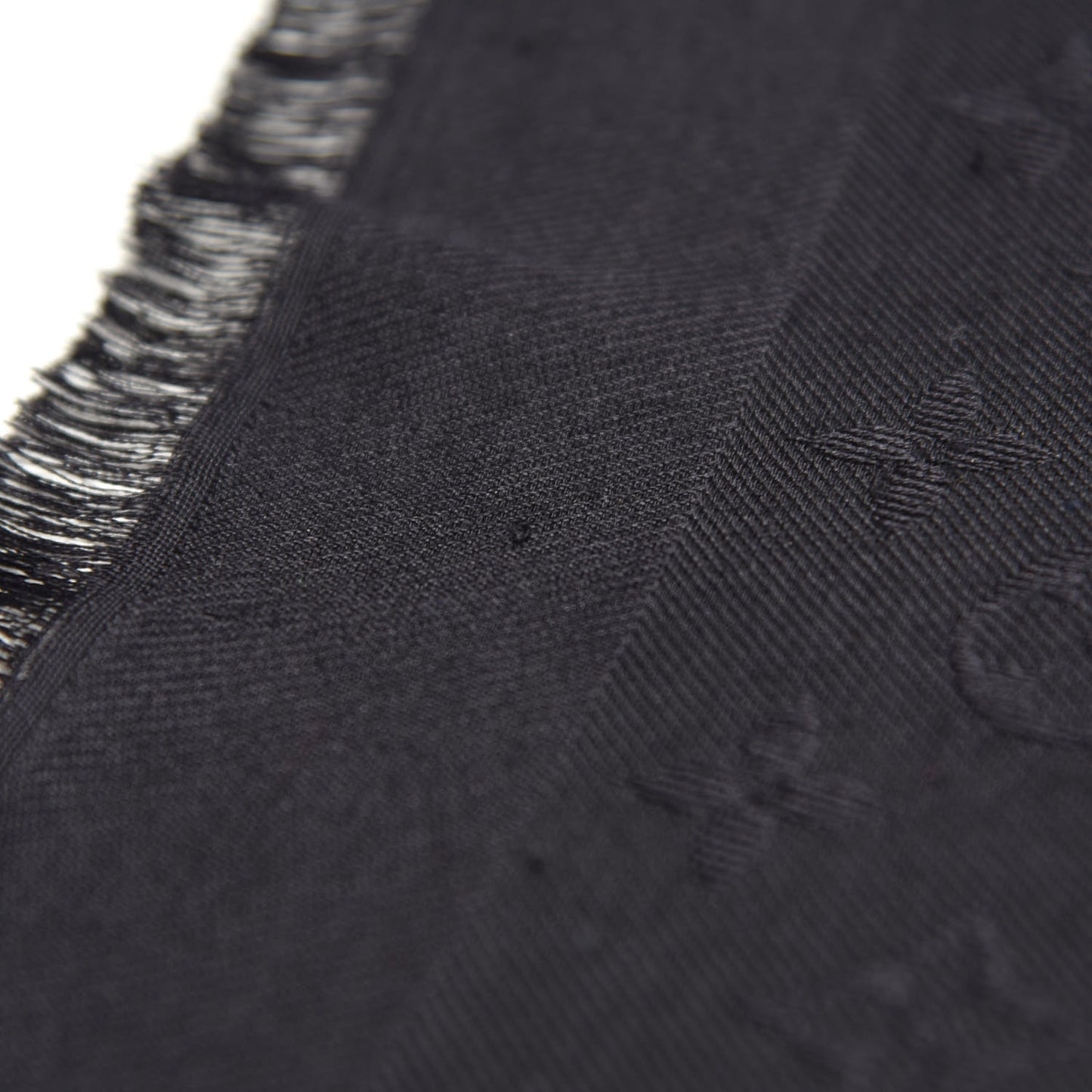 Wool Silk Monogram Shawl Black