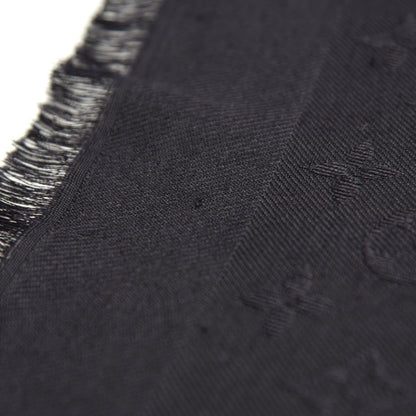 Louis Vuitton Wool Silk Monogram Shawl Black 12 of 17