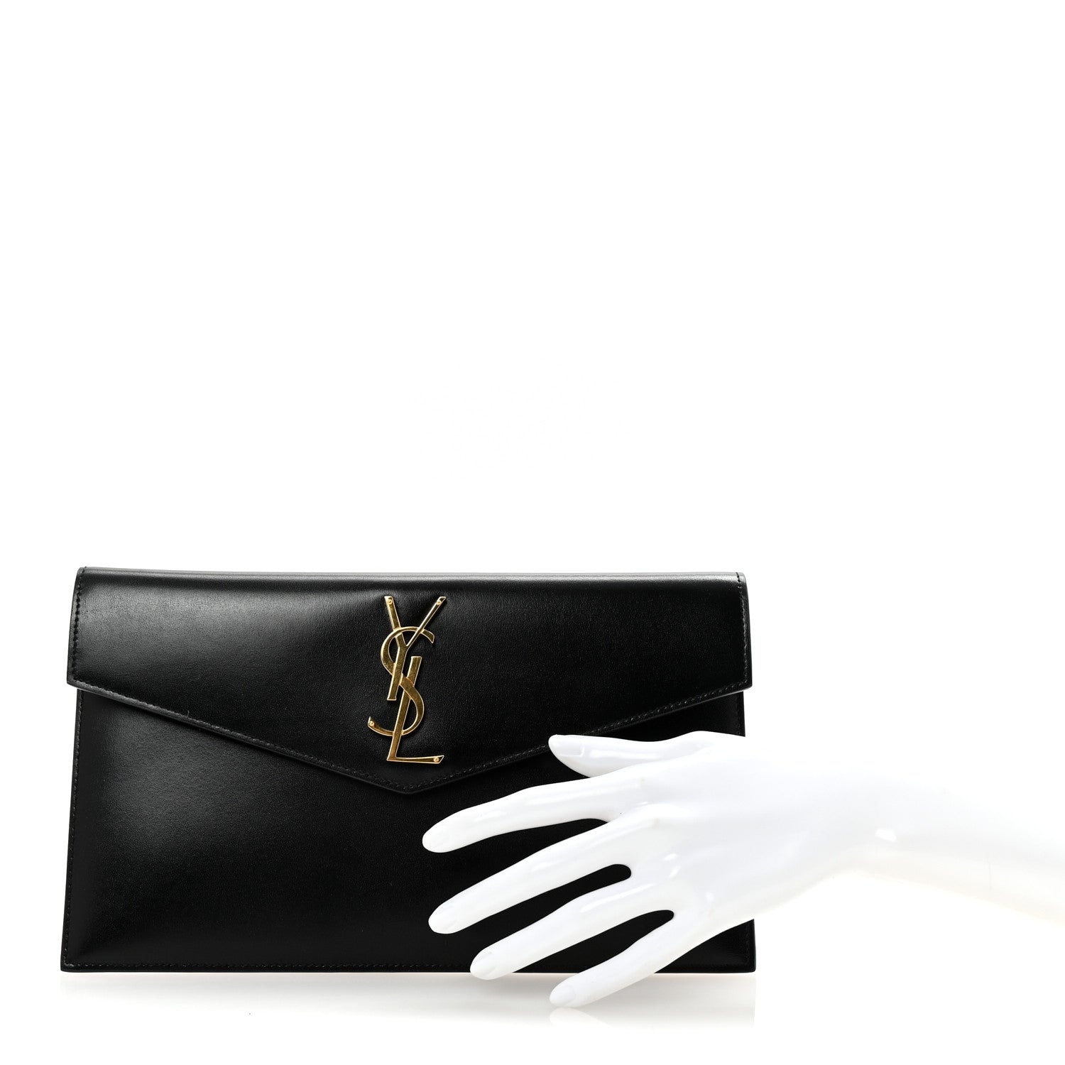 Saint Laurent Smooth Shiny Calfskin Monogram Uptown Pouch Black 2 of 6