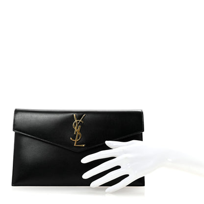 Saint Laurent Smooth Shiny Calfskin Monogram Uptown Pouch Black 2 of 6