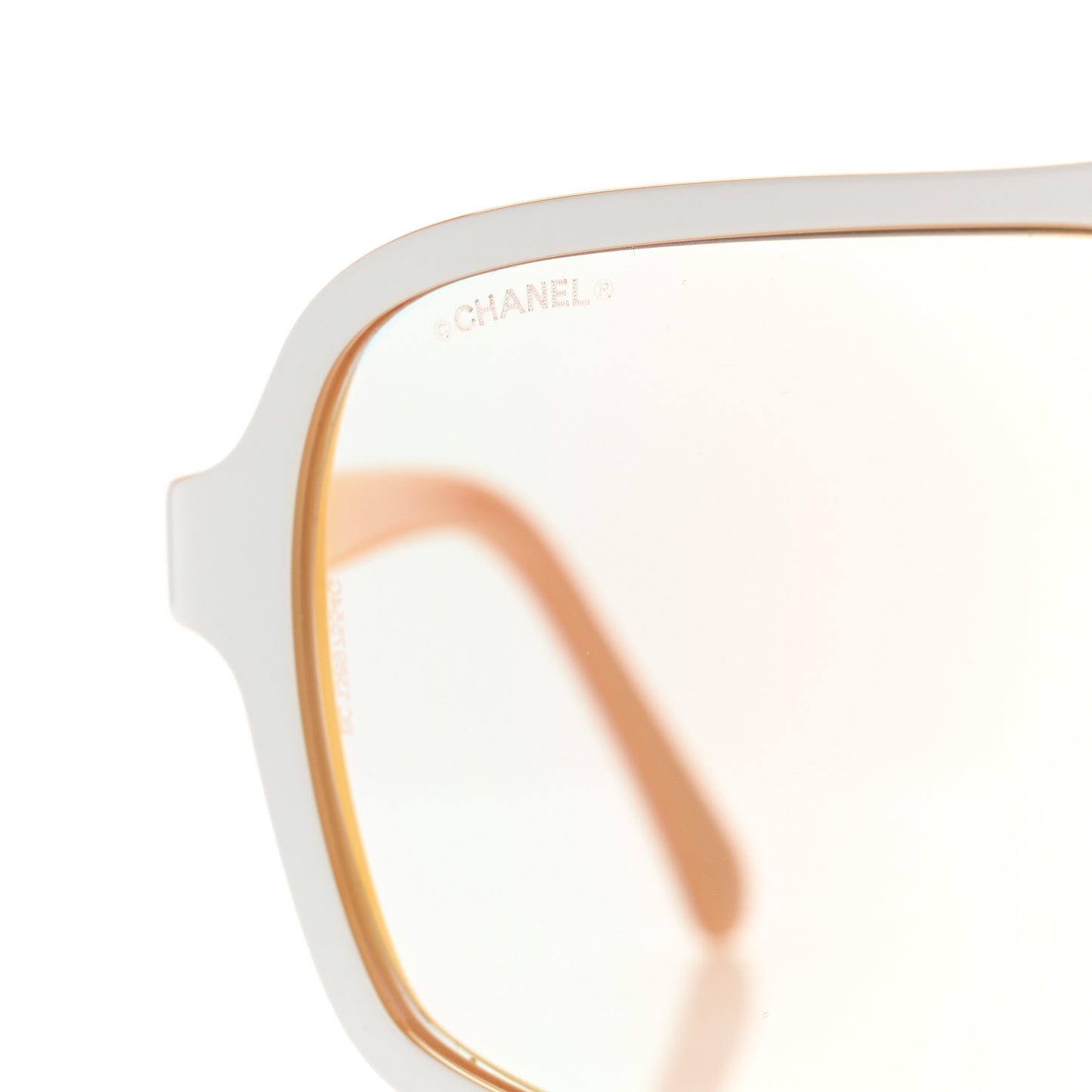 Acetate Shield Quilted Sunglasses 71655A White Gold