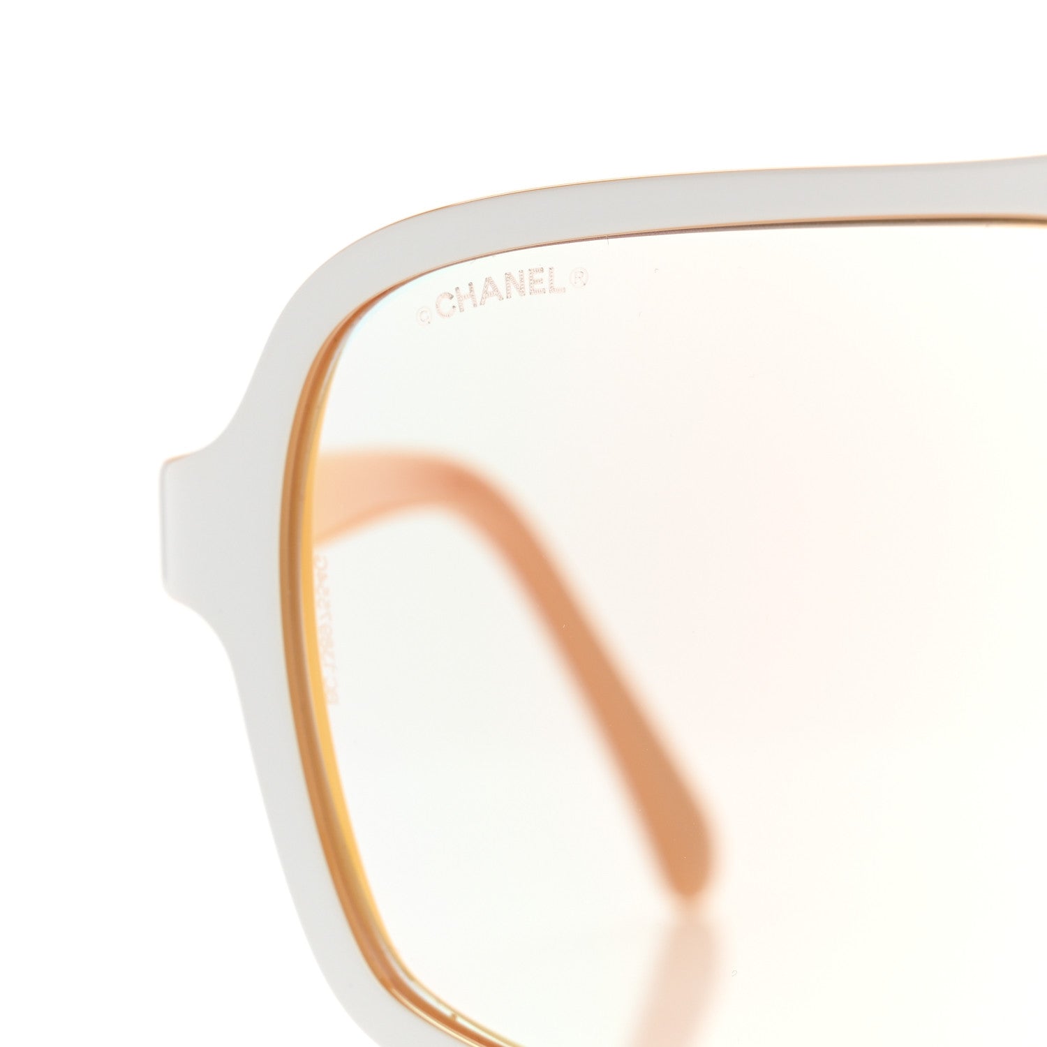 Chanel Acetate Shield Quilted Sunglasses 71655A White Gold 7 of 8