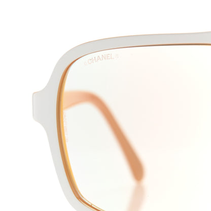 Chanel Acetate Shield Quilted Sunglasses 71655A White Gold 7 of 8
