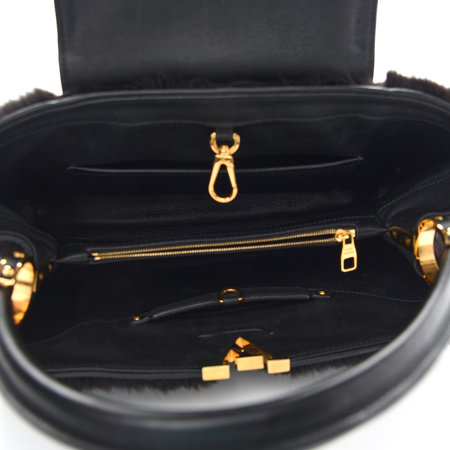 Louis Vuitton Mink Fur Capucines MM Dark Brown 5 of 9