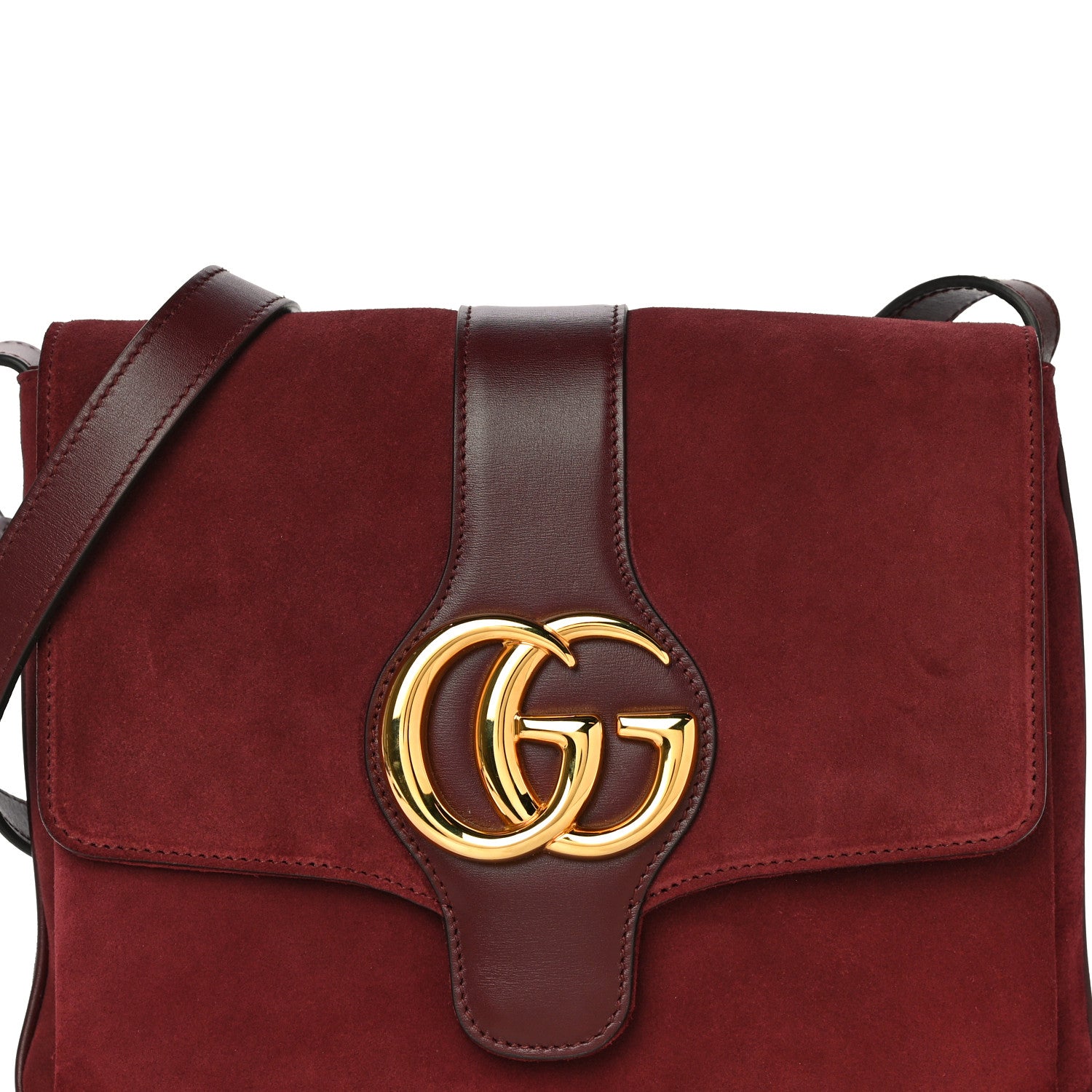 Gucci Suede Medium Arli Flap Shoulder Bag Vintage Bordeaux 9 of 30