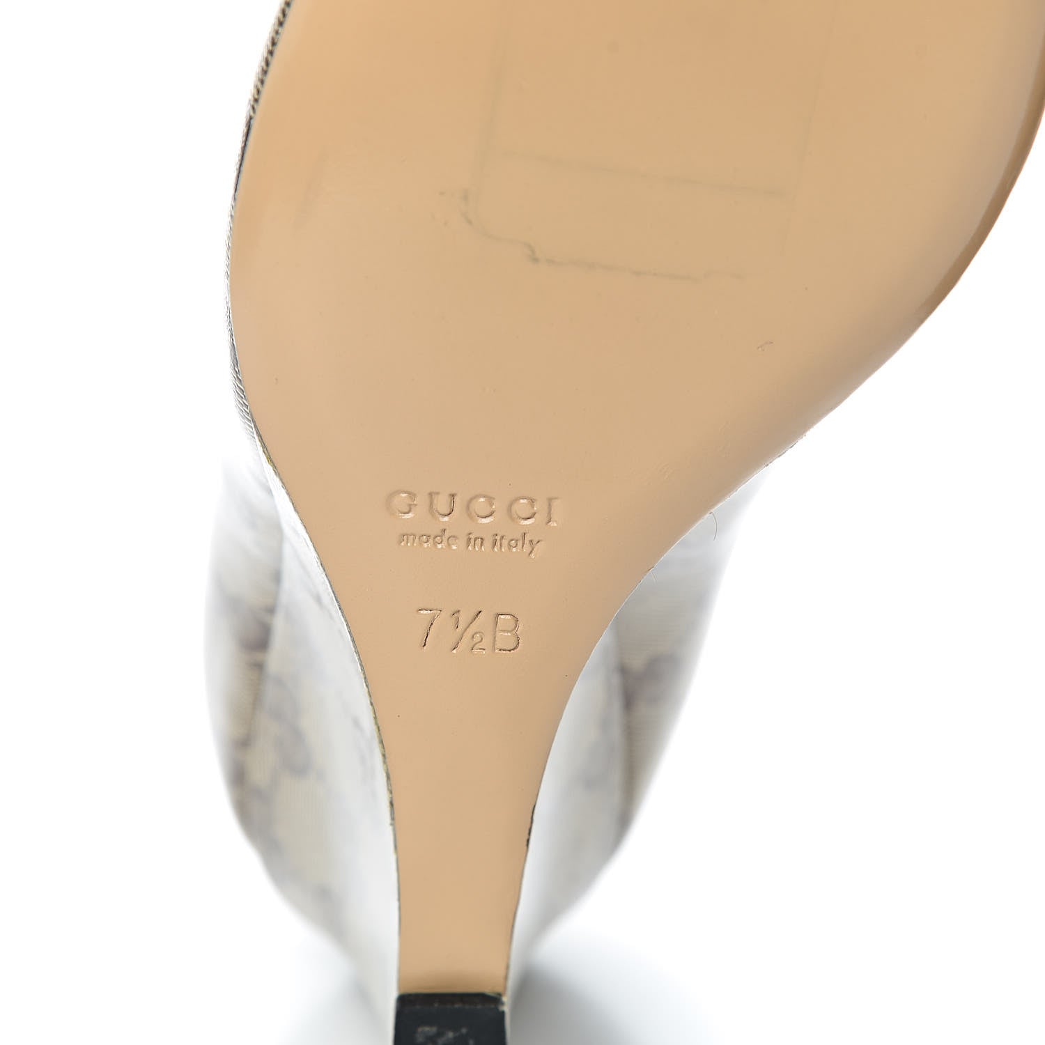 Gucci Crystal Monogram Wedges Pumps 7.5 Beige Ebony 8 of 13