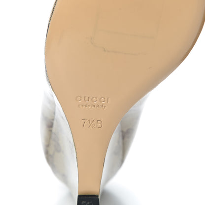 Gucci Crystal Monogram Wedges Pumps 7.5 Beige Ebony 8 of 13