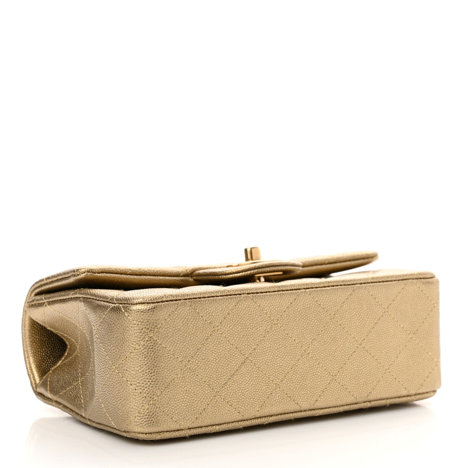 Chanel Metallic Caviar Quilted Mini Top Handle Rectangular Flap Gold 4 of 10