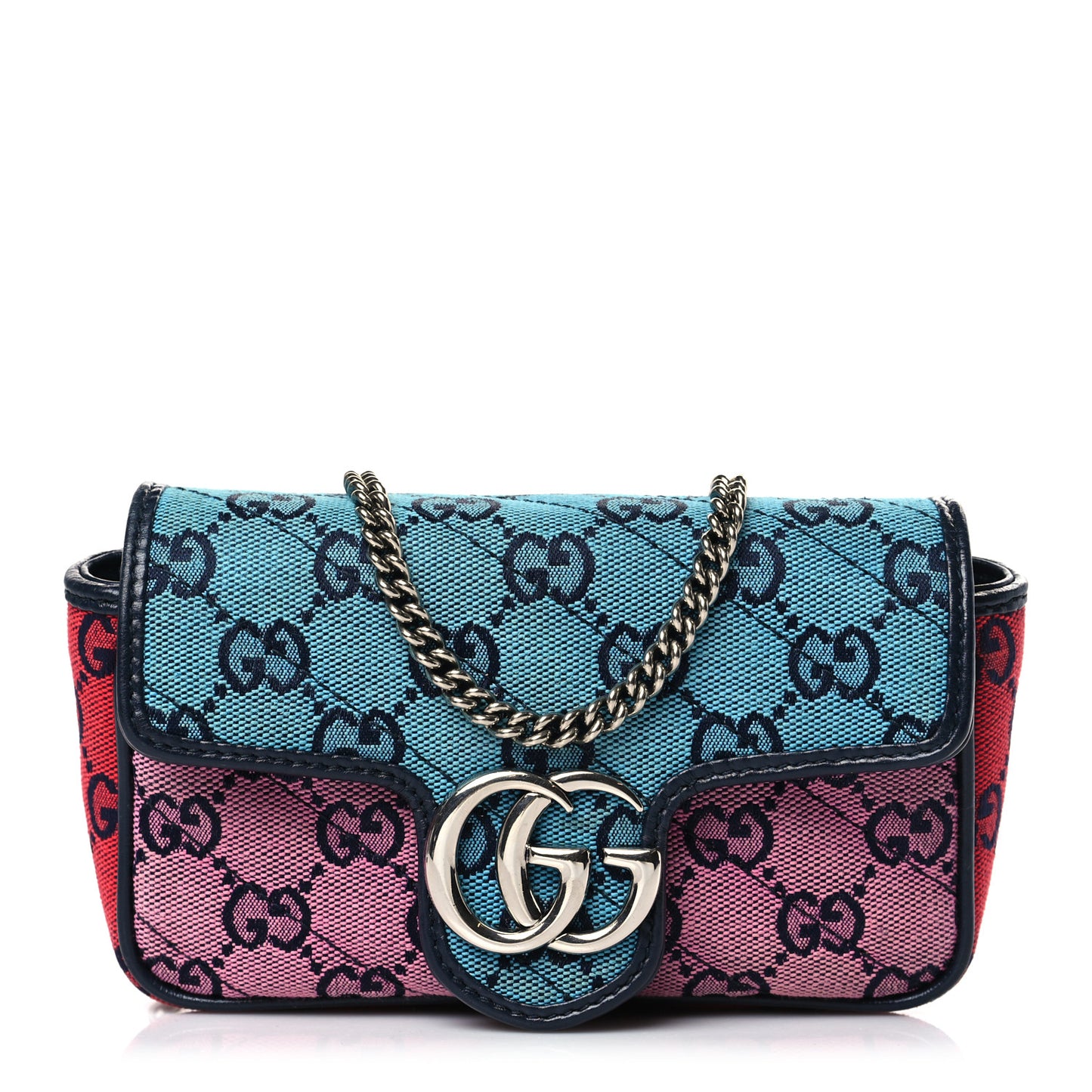 Monogram Multicolor Matelasse Diagonal Super Mini GG Marmont Shoulder Bag Light Blue Pink Blue Green Red