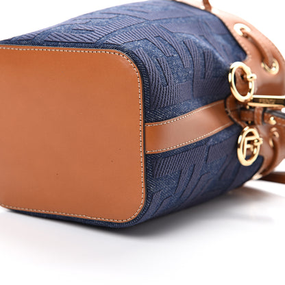 Fendi Denim Vitello King F is Fendi FF Embroidered Mini Mon Tresor Bucket Bag Blue Cuoio 9 of 9