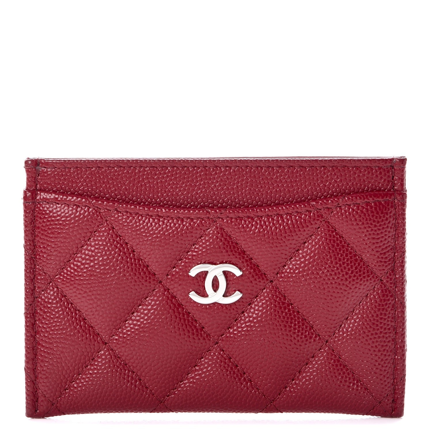 Chanel Caviar Quilted Card Holder Dark Red 1 of 9