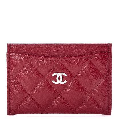 Chanel Caviar Quilted Card Holder Dark Red 1 of 9