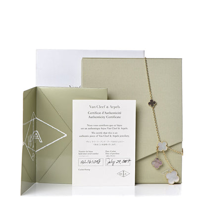 Van Cleef & Arpels 18K Yellow Gold Mother of Pearl Onyx 6 Motifs Magic Alhambra Necklace 9 of 9